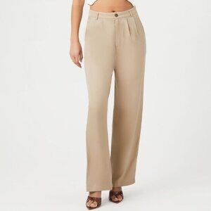 Forever 21 Straight-Leg Beige Trouser Pants - US S